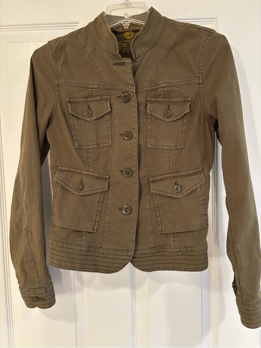 Olive Green Lucky Brand Utility Button-Front Women's Jacket